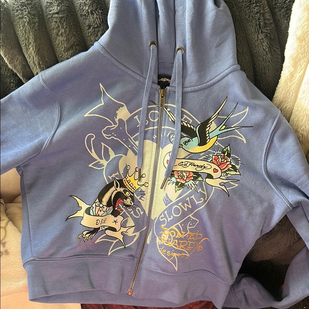 Ed Hardy Blue Graphic Hoodie